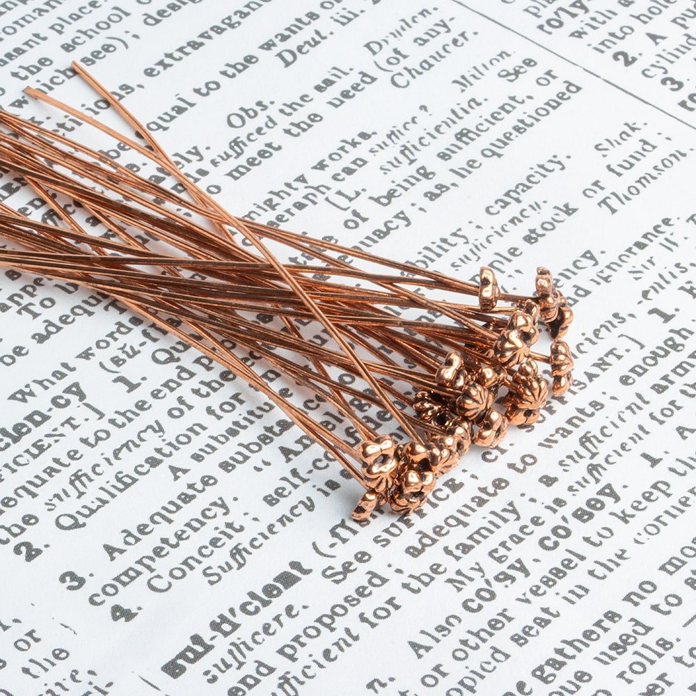 3" length Copper Flower Design Headpin, 22 Guage 22 Pieces (ONLINE ORDER ONLY)
