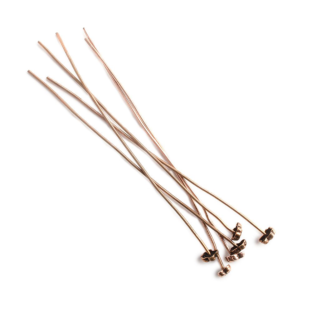3" length Copper Shell Design Headpin, 22 Guage 22 Pieces (ONLINE ORDER ONLY)