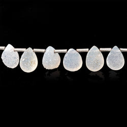 9x7mm White Drusy Agate Pear Beads 8 inch 25 pieces (ONLINE ORDER ONLY)
