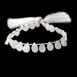 9x7mm White Drusy Agate Pear Beads 8 inch 25 pieces (ONLINE ORDER ONLY)