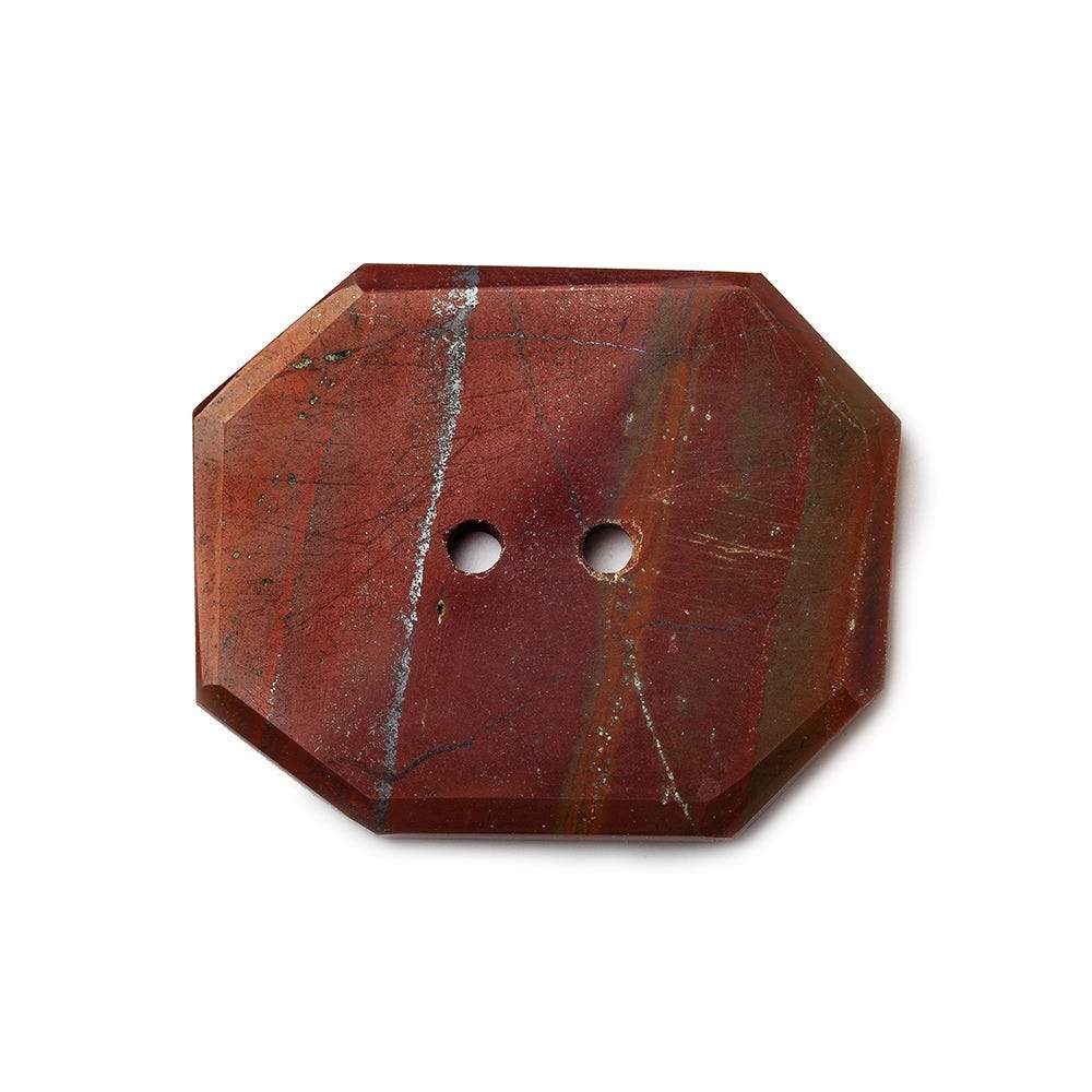 30.5x25mm Red Jasper Rectangle 2.5mm hole button 1 piece (ONLINE ORDER ONLY)