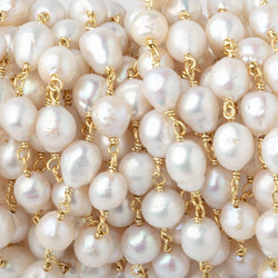 6x5-8x6mm White Petite Ultra Baroque Pearls on Vermeil Chain (ONLINE ORDER ONLY)