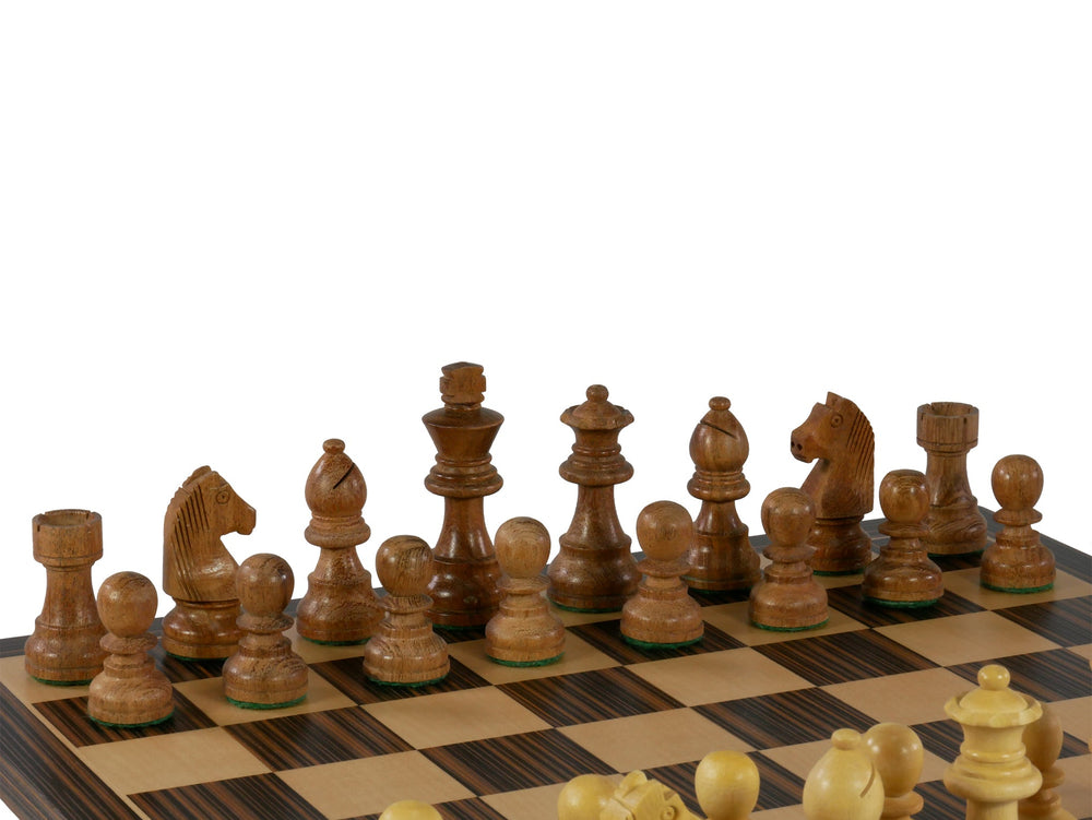 Chess Set - Sheesham/Boxwood German Knight on Ebony/Maple Chess Board (ONLINE ORDER ONLY)
