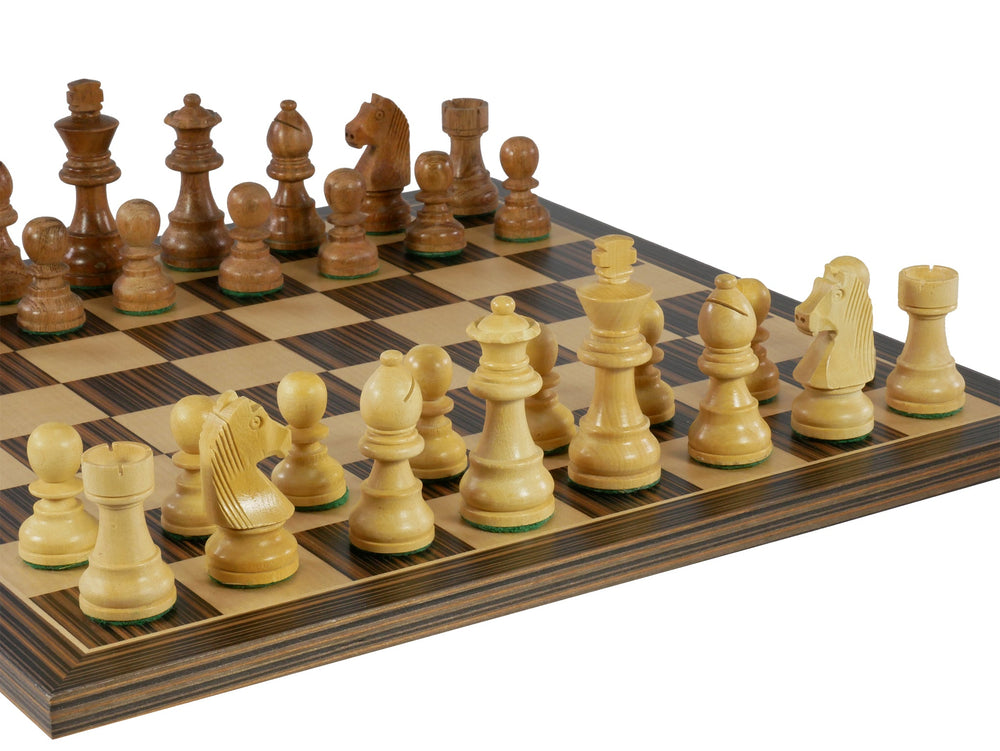 Chess Set - Sheesham/Boxwood German Knight on Ebony/Maple Chess Board (ONLINE ORDER ONLY)