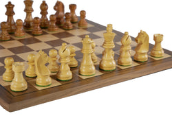 Chess Set - Sheesham/Boxwood German Knight on Walnut & Maple Veneer Board (ONLINE ORDER ONLY)