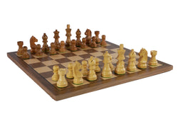 Chess Set - Sheesham/Boxwood German Knight on Walnut & Maple Veneer Board (ONLINE ORDER ONLY)