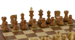 Chess Set - 3" Sheesham/Boxwood Opposite Tops on 14" Walnut/Maple Chess Board (ONLINE ORDER ONLY)