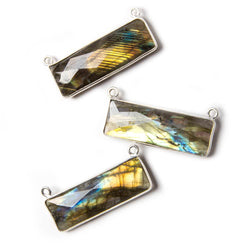 30x10mm Silver Bezeled Labradorite Rectangle East West Pendant 1 piece (ONLINE ORDER ONLY)