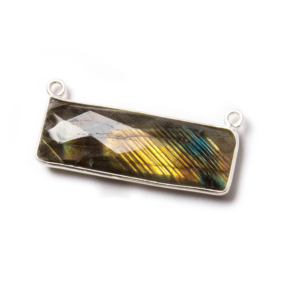 30x10mm Silver Bezeled Labradorite Rectangle East West Pendant 1 piece (ONLINE ORDER ONLY)