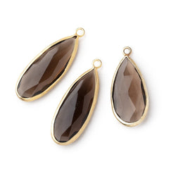 30x12mm Vermeil Bezel Smoky Quartz Pear Pendant 1 piece (ONLINE ORDER ONLY)