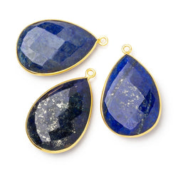 30x21mm Vermeil Bezel Lapis Lazuli Faceted Pear Pendant 1 piece (ONLINE ORDER ONLY)