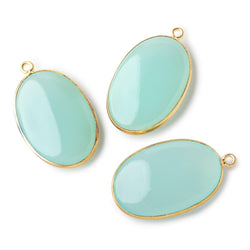 30x21mm Vermeil Bezel Seafoam Chalcedony Plain Oval Pendant 1 piece (ONLINE ORDER ONLY)