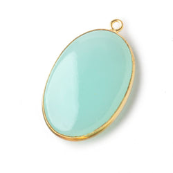 30x21mm Vermeil Bezel Seafoam Chalcedony Plain Oval Pendant 1 piece (ONLINE ORDER ONLY)