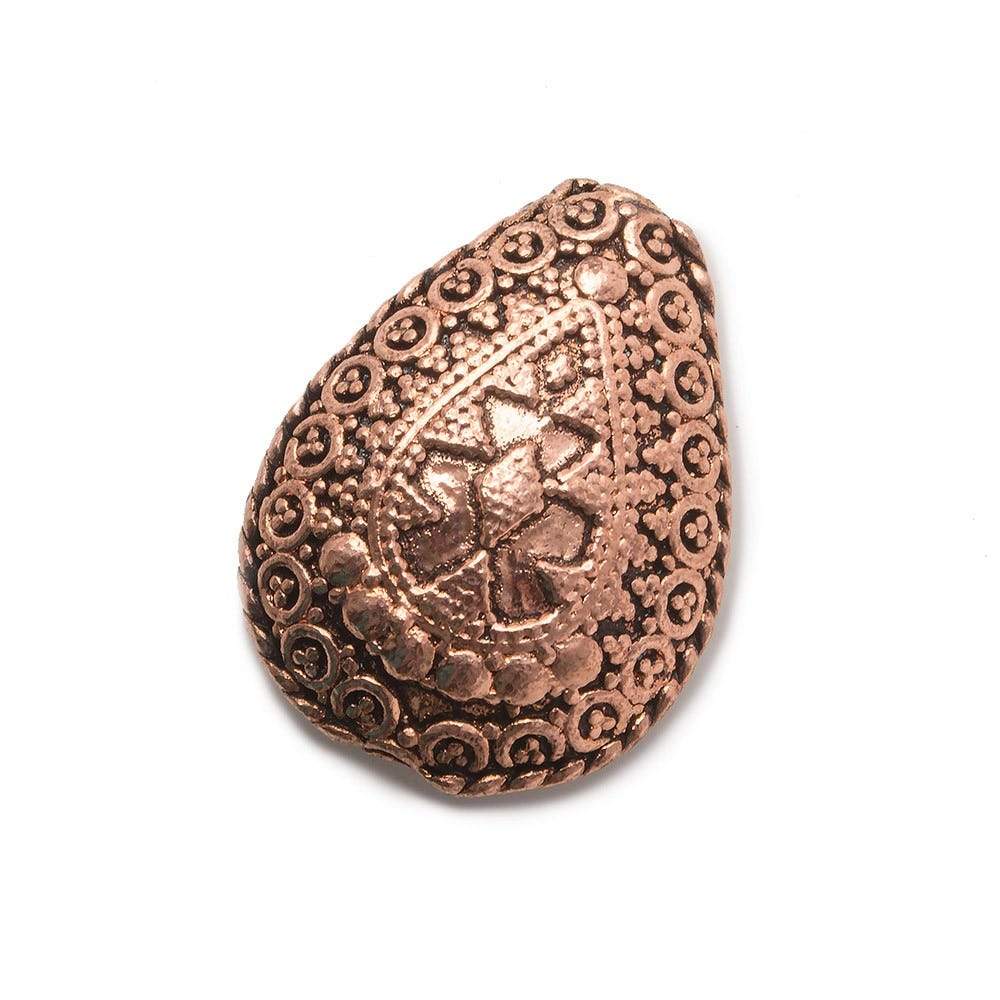 30x23x12mm Antiqued Copper Pear with Elegant Bali Scrollwork and Granulation 1 bead