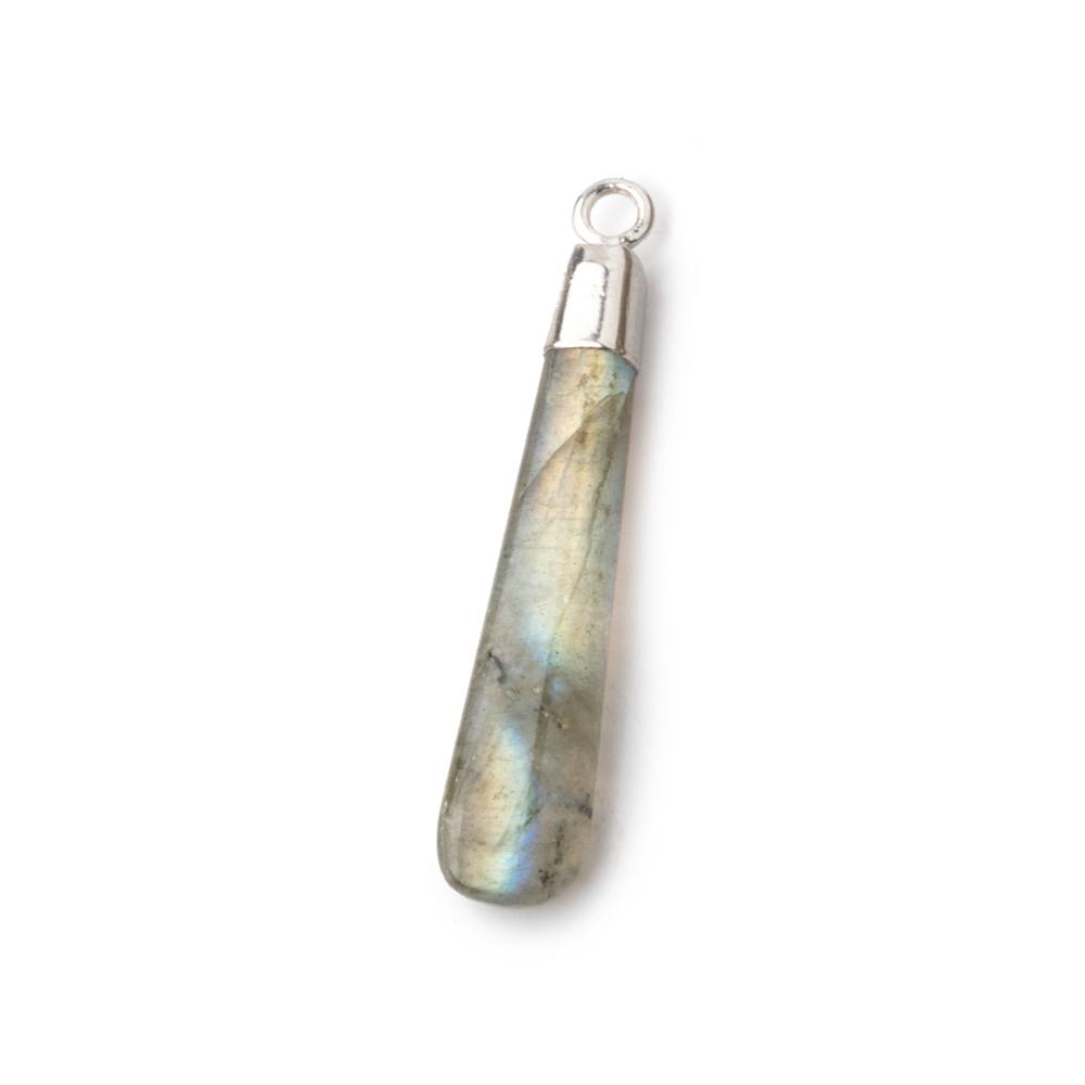 30x7mm Silver Leafed Labradorite Pear Pendant 1 piece (ONLINE ORDER ONLY)