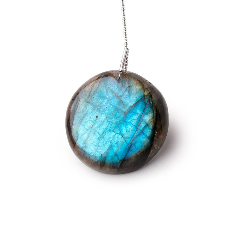 30x8mm Labradorite Plain Coin Pendant 1 AAA Focal (ONLINE ORDER ONLY)