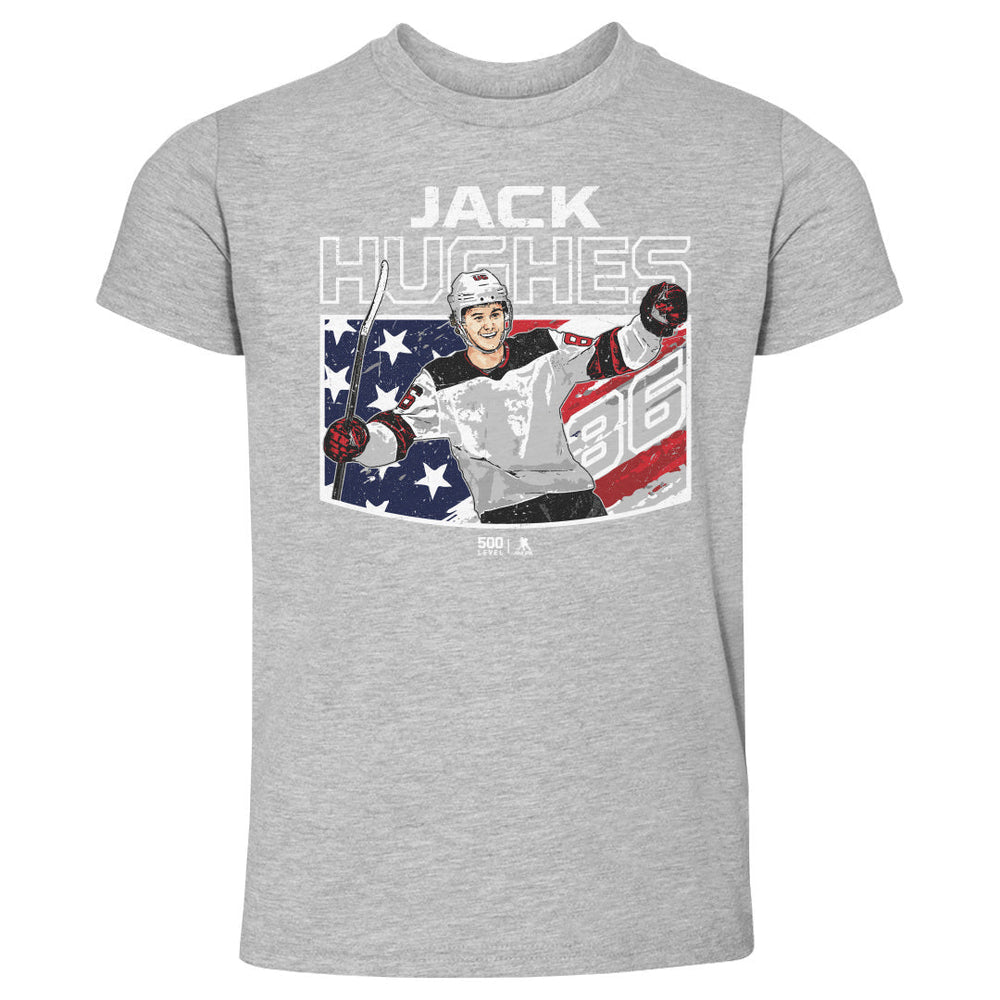 Jack Hughes New Jersey American Flag WHT (ONLINE ORDER ONLY)