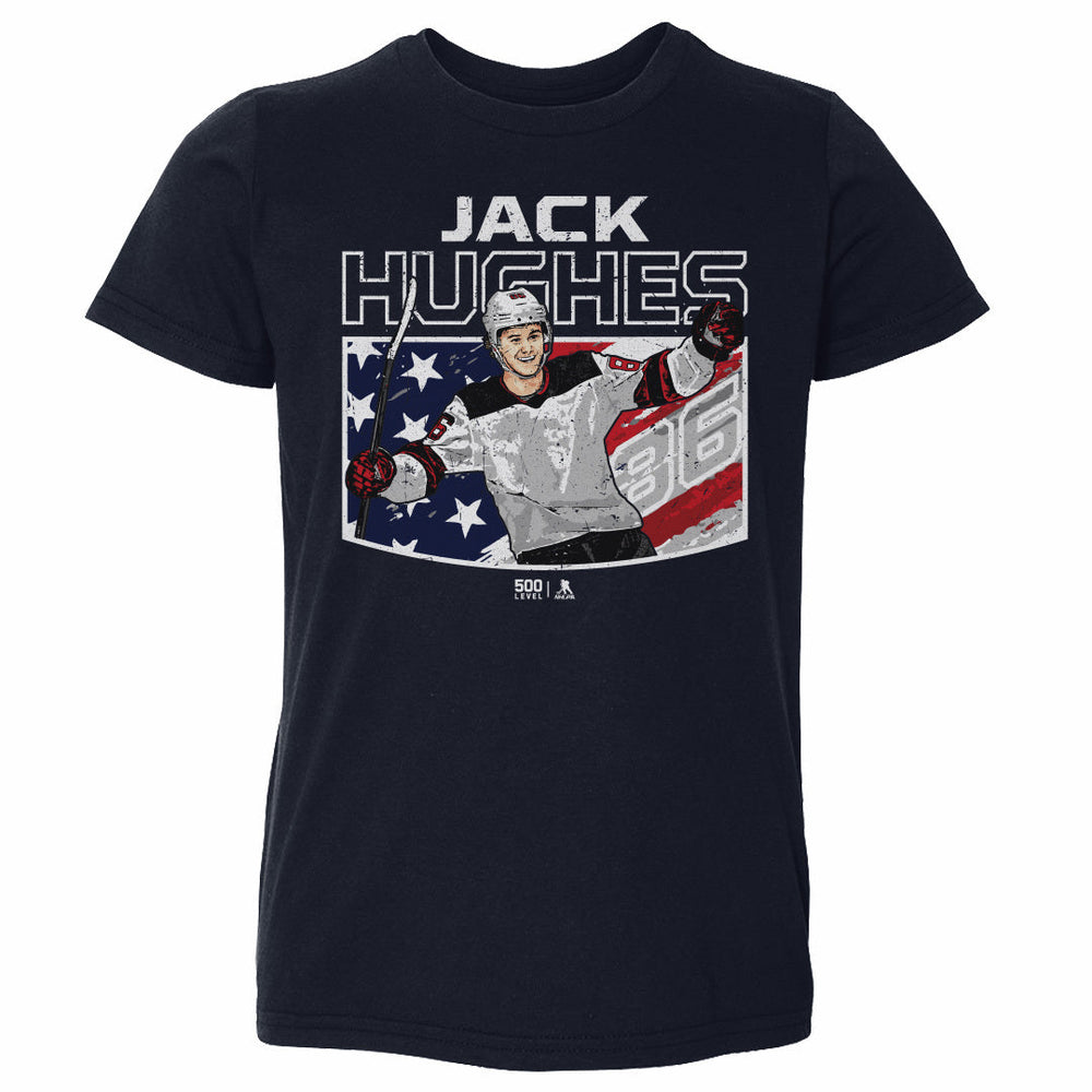 Jack Hughes New Jersey American Flag WHT (ONLINE ORDER ONLY)
