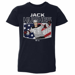 Jack Hughes New Jersey American Flag WHT (ONLINE ORDER ONLY)