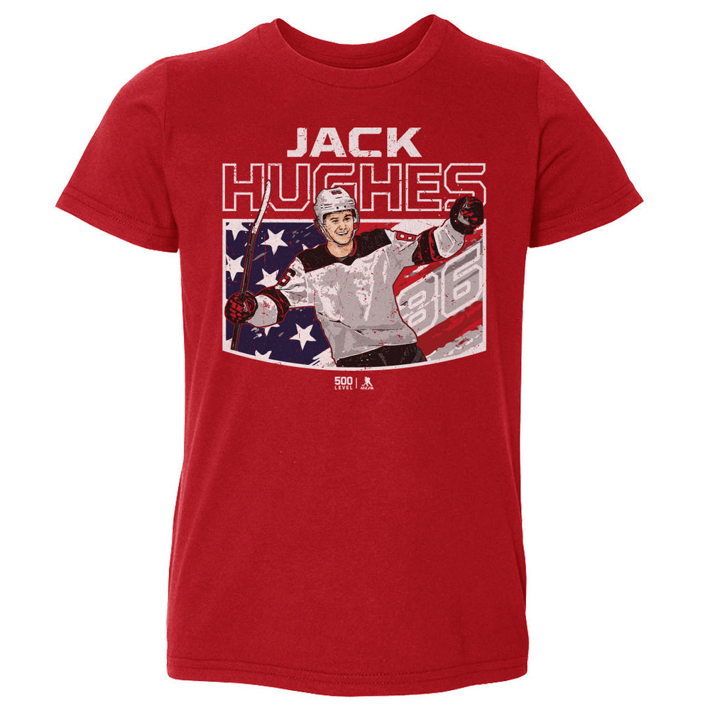 Jack Hughes New Jersey American Flag WHT (ONLINE ORDER ONLY)