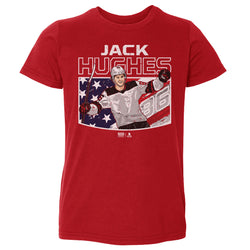 Jack Hughes New Jersey American Flag WHT (ONLINE ORDER ONLY)