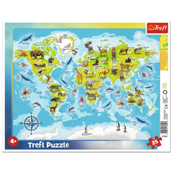Trefl Preschool World Map with Animals 25 Piece Puzzle (ONLINE ORDER ONLY)