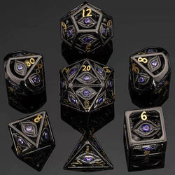 Dragon's Eye Hollow Metal Dice Set - Purple Gems (ONLINE ORDER ONLY)
