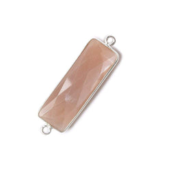 31x11mm Silver Bezel Peach Moonstone Bar 2 ring Connector North South 1 pc (ONLINE ORDER ONLY)