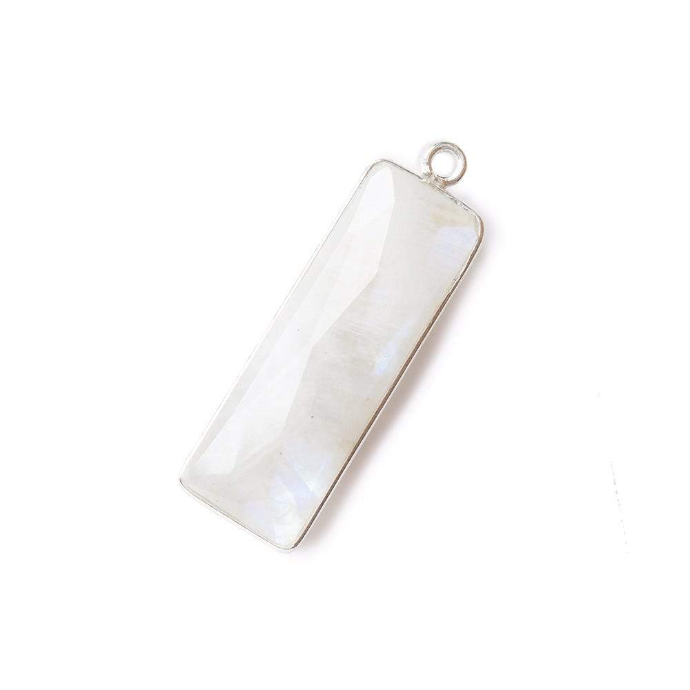 31x11mm Silver Bezel Rainbow Moonstone Bar 1 ring pendant 1 piece (ONLINE ORDER ONLY)