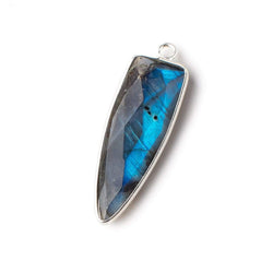 31x11mm Silver Bezeled Labradorite Faceted Point Pendant 1 piece (ONLINE ORDER ONLY)