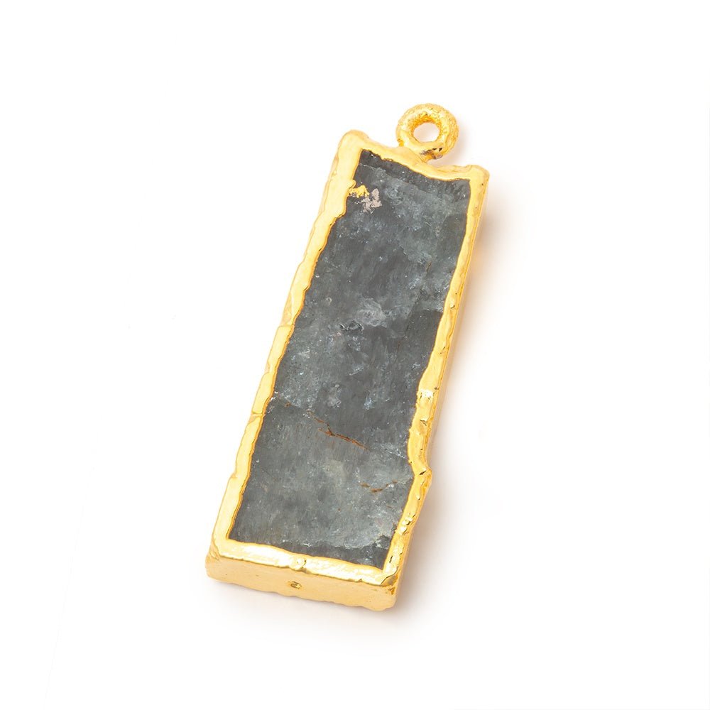 31x13mm Gold Leafed Moss Aquamarine Slice Pendant Focal 1 piece (ONLINE ORDER ONLY)