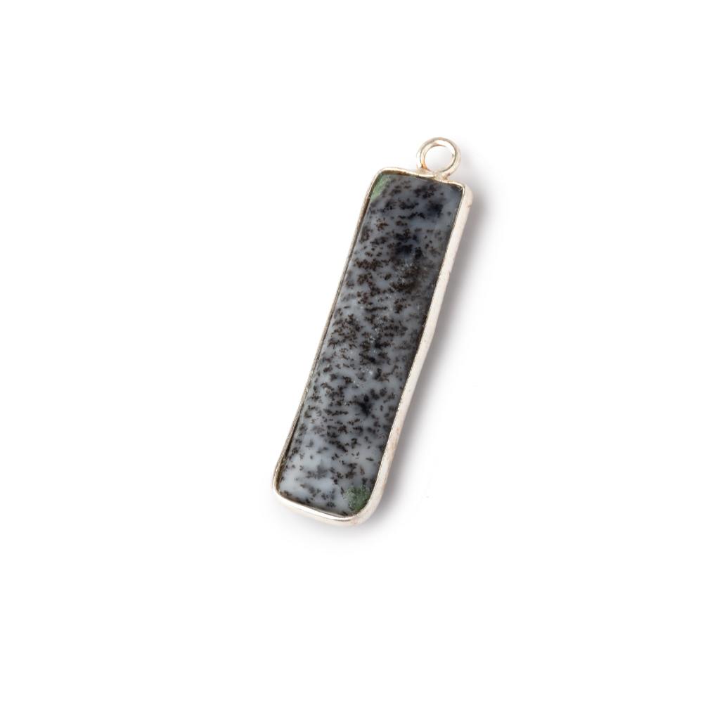 31x9mm Sterling Silver Bezel Dendritic Opal Plain Bar Pendant 1 piece (ONLINE ORDER ONLY)