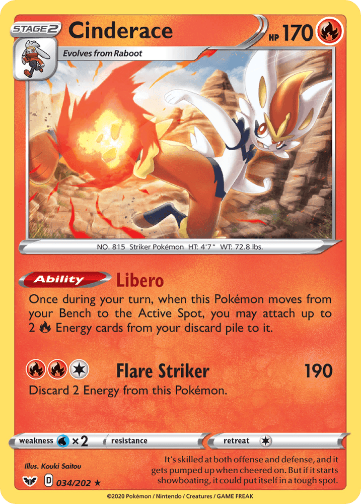 Cinderace (034/202) [Sword & Shield: Base Set] (Online Only)