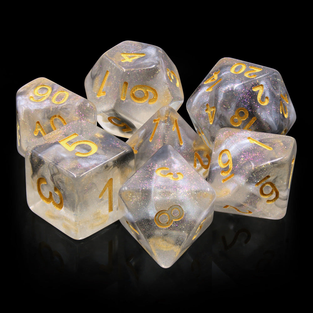 Sky Haze: Clear w/Purple Glitter Iridescent Effect 7-Dice Set (Online Only)