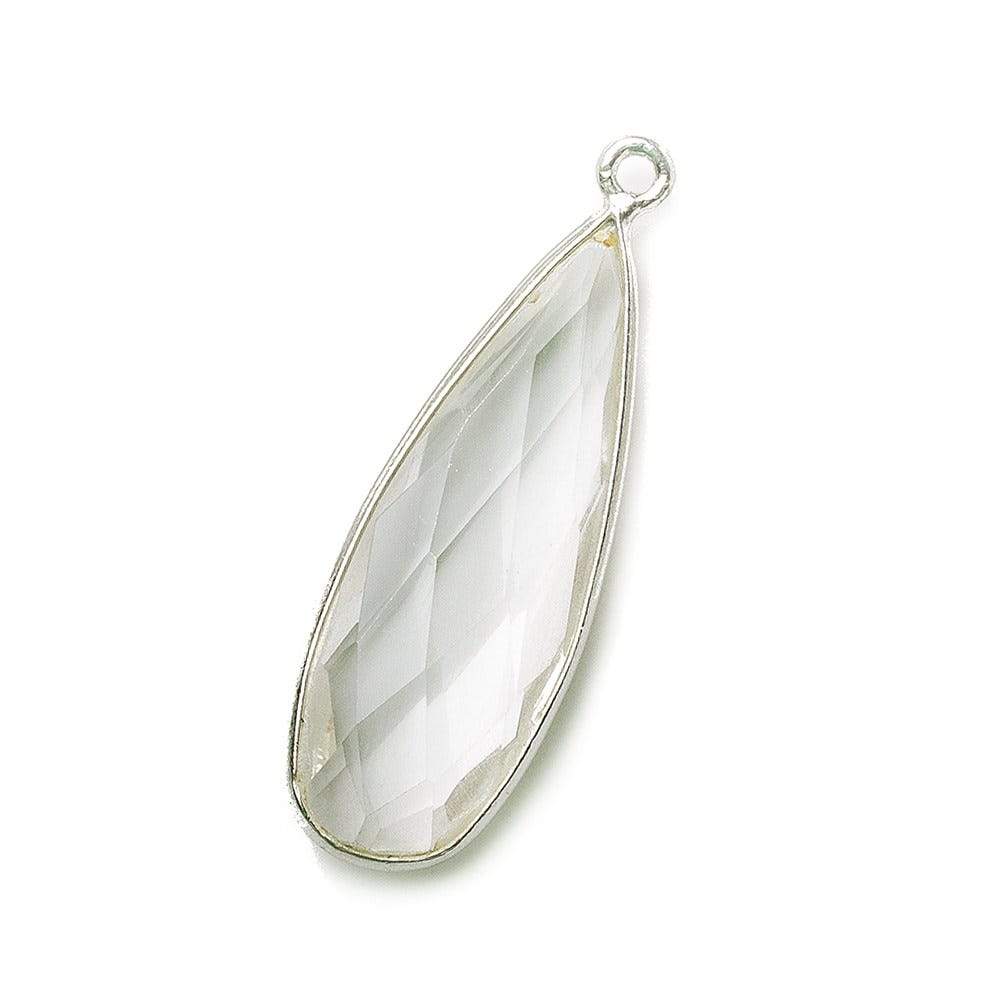 32x12mm Silver .925 Bezeled Crystal Quartz Pear Pendant 1 piece (ONLINE ORDER ONLY)