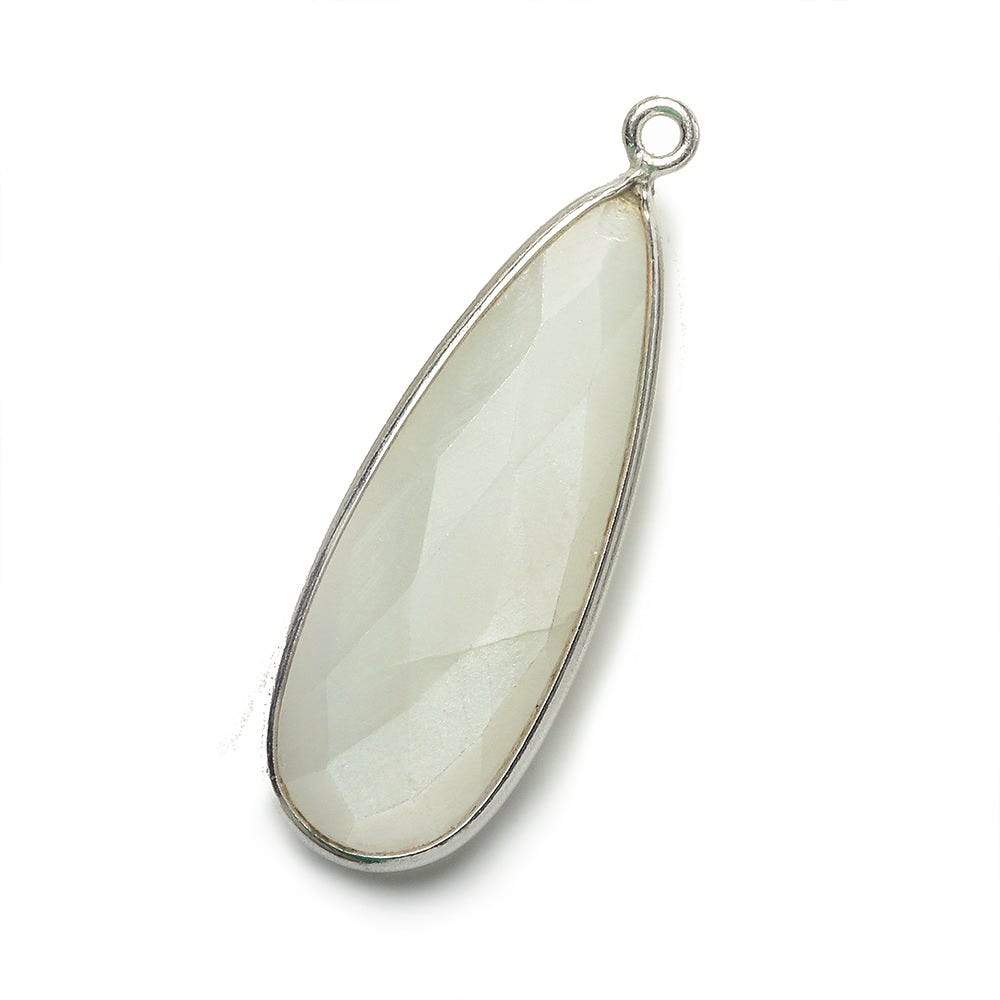 32x12mm Silver .925 Bezeled White Moonstone Pear Pendant 1 piece (ONLINE ORDER ONLY)