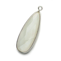 32x12mm Silver .925 Bezeled White Moonstone Pear Pendant 1 piece (ONLINE ORDER ONLY)