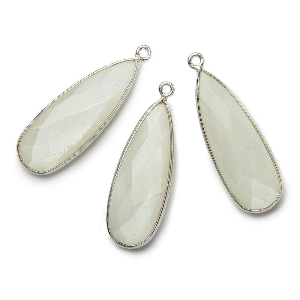 32x12mm Silver .925 Bezeled White Moonstone Pear Pendant 1 piece (ONLINE ORDER ONLY)