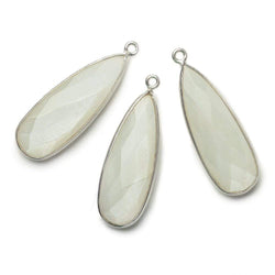 32x12mm Silver .925 Bezeled White Moonstone Pear Pendant 1 piece (ONLINE ORDER ONLY)