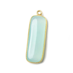 32x12mm Vermeil Bezel SeaBlue Chalcedony north south bar Pendant 1 focal bead (ONLINE ORDER ONLY)