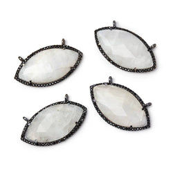 32x17mm Black Gold CZ Bezel Rainbow Moonstone Marquise Connector 1 Focal