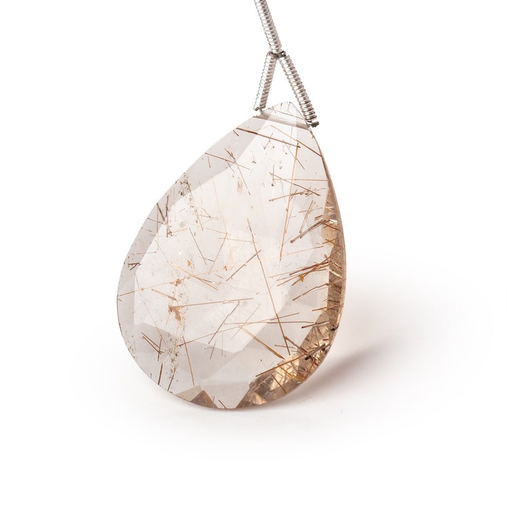 32x23mm Rutilated Quartz Faceted Pear Focal Bead 1 piece (ONLINE ORDER ONLY)