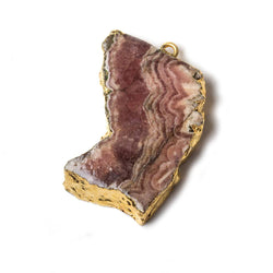 32x23x5mm Gold Leafed Rhodochrosite Slice Focal Bead (ONLINE ORDER ONLY)