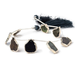 14x12-18x14mm Silver Leaf Multi Color Tourmaline Natural Crystal Slice Beads 8 pieces (ONLINE ORDER ONLY)