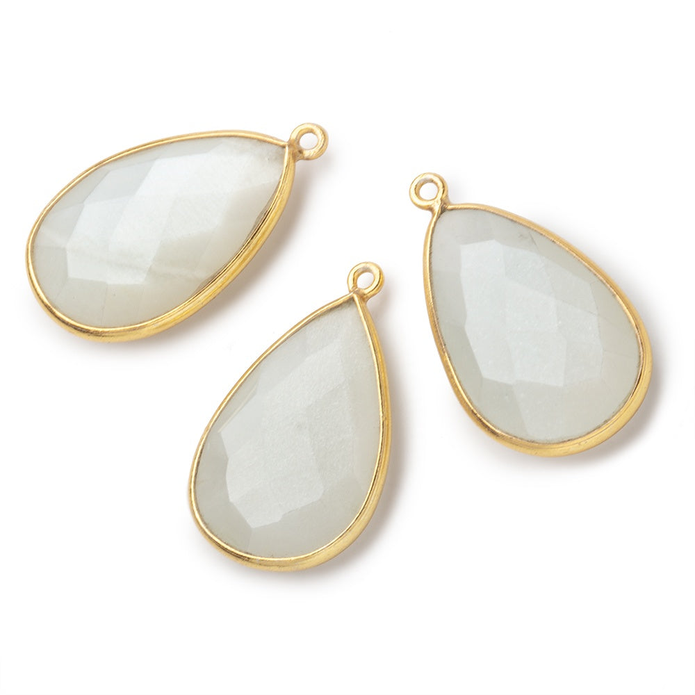 26x17mm Vermeil Bezel White Moonstone faceted pear Pendant 1 piece