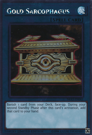 Gold Sarcophagus [NKRT-EN041] Platinum Rare (ONLINE ORDER ONLY)