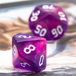 Purple + Red Glitter Party Dice (White font) 7-Dice Set RPG DND (Online Only)