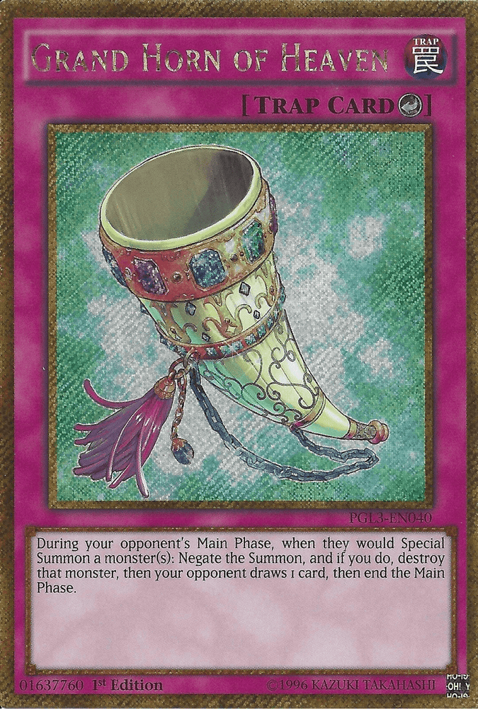 Grand Horn of Heaven [PGL3-EN040] Gold Secret Rare (ONLINE ORDER ONLY)