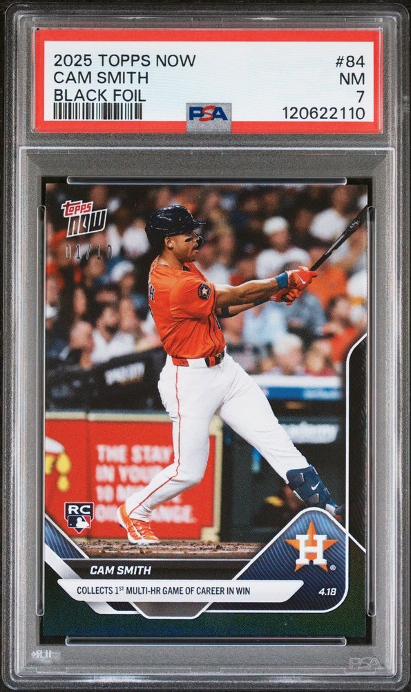 Graded 2025 Topps Now Cam Smith #84 Black Foil /10 Rookie RC Baseball Card PSA 7 Near Mint (ONLINE ORDER ONLY)