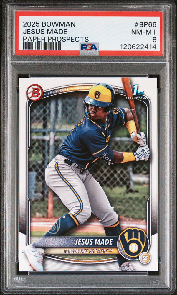 Graded 2025 Topps Bowman Jesus Made #BP66 Paper Prospects Rookie RC Baseball Card PSA 8 Near Mint (ONLINE ORDER ONLY)